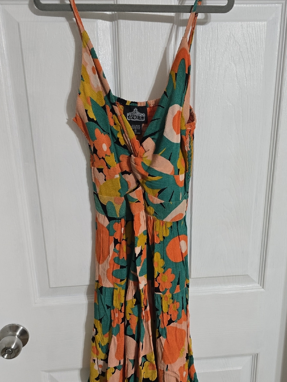 Angie Green and Orange Floral Maxi Dress